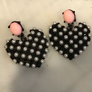 Betsy Johnson Polka Dot Pearl Heart Earrings